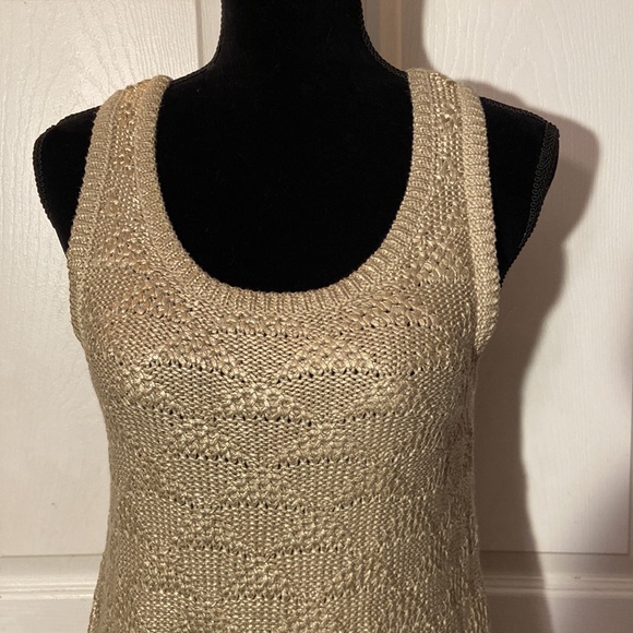Moth Anthropologie Grey Metallic Knit Top Tank sz M - Picture 2 of 7